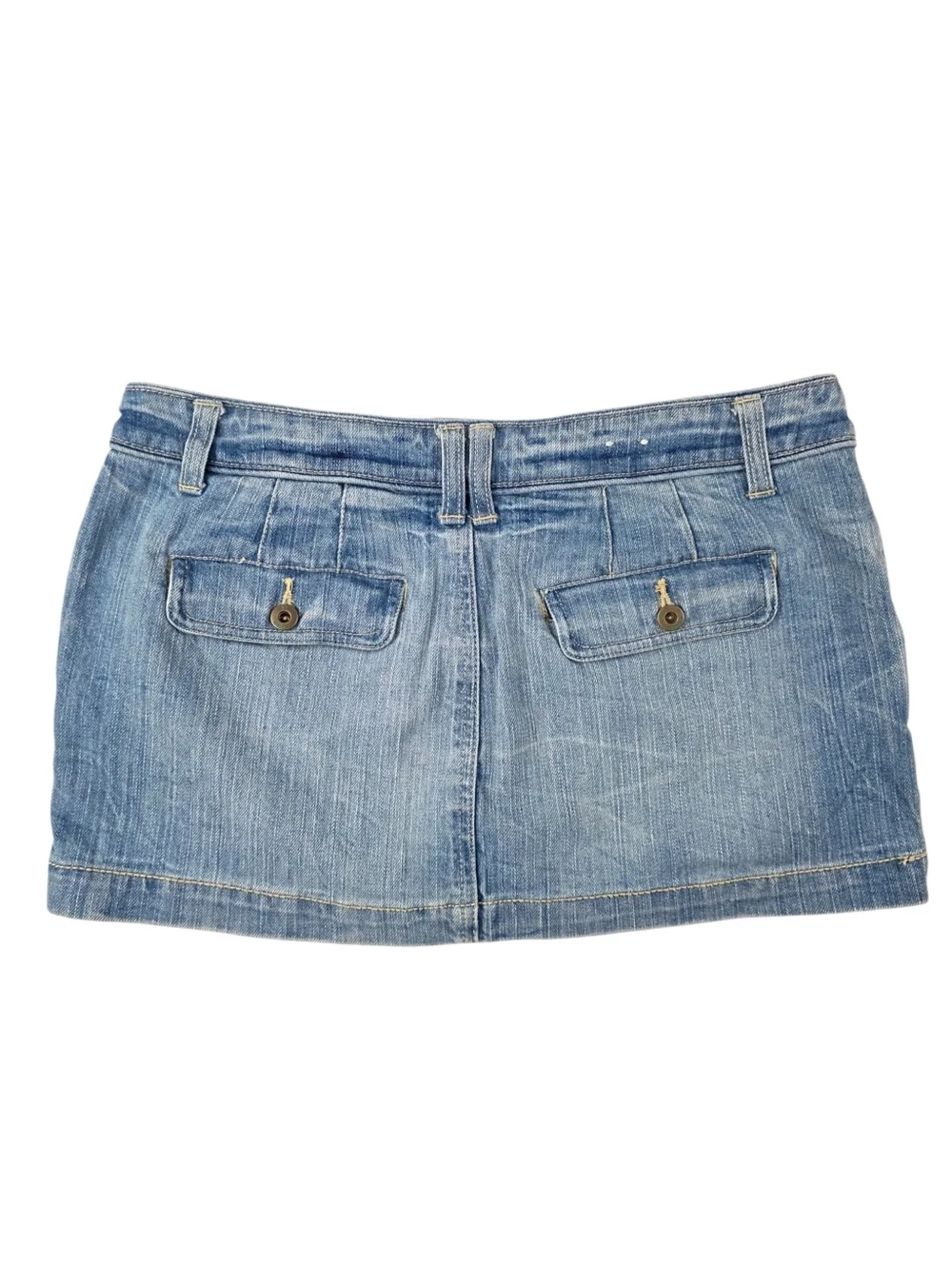 Vintage Y2K Low Rise Denim Micro Mini Skirt Medium Wash Stretch Size 9 Cotton